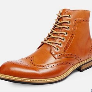 Men's Classic Brown Tan Wingtip Zipper Ankle Boots by Bruno Marc